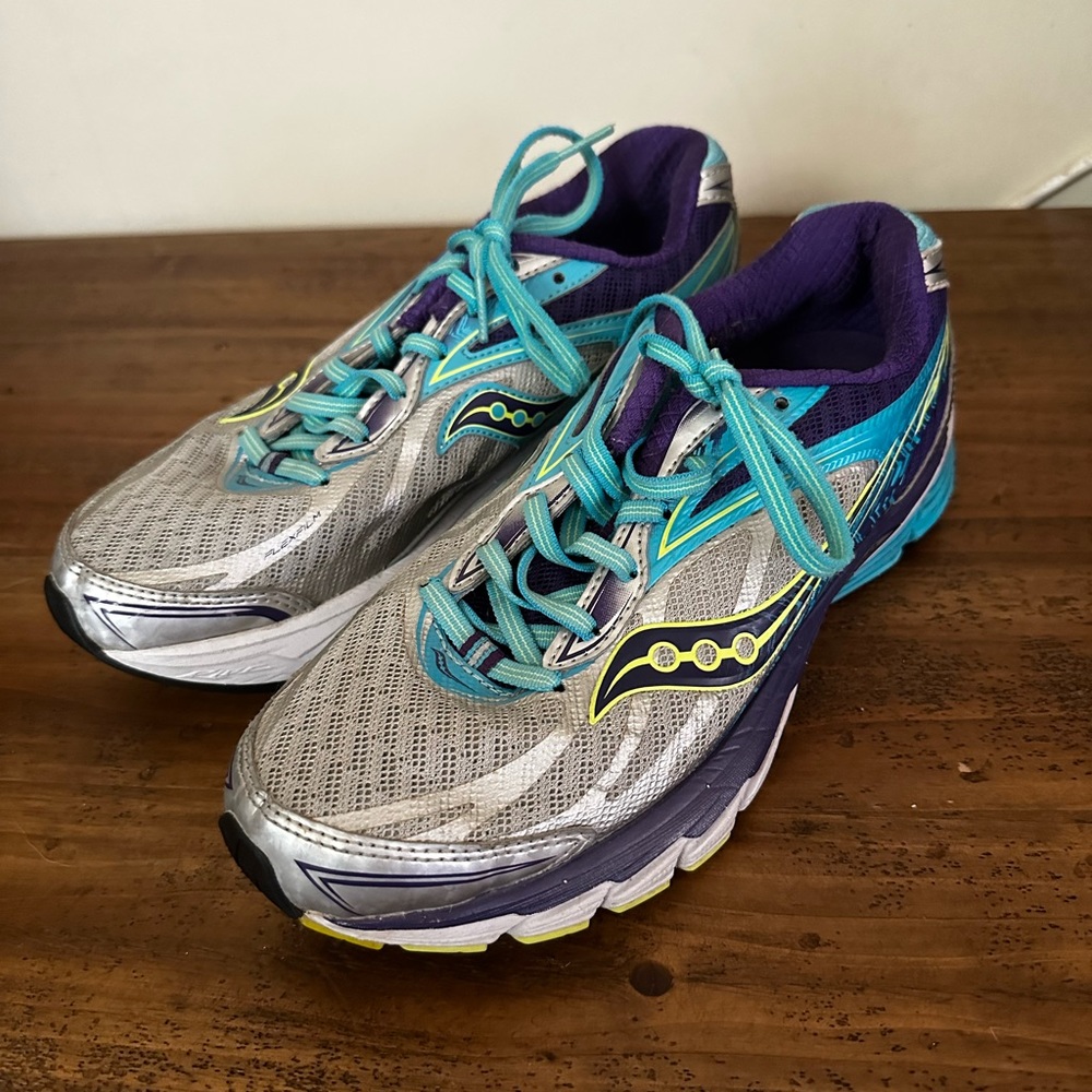 SAUCONY Ride 8 Running Shoes Sneakers Silver Purple Blue S10273-1 WOMENS 8